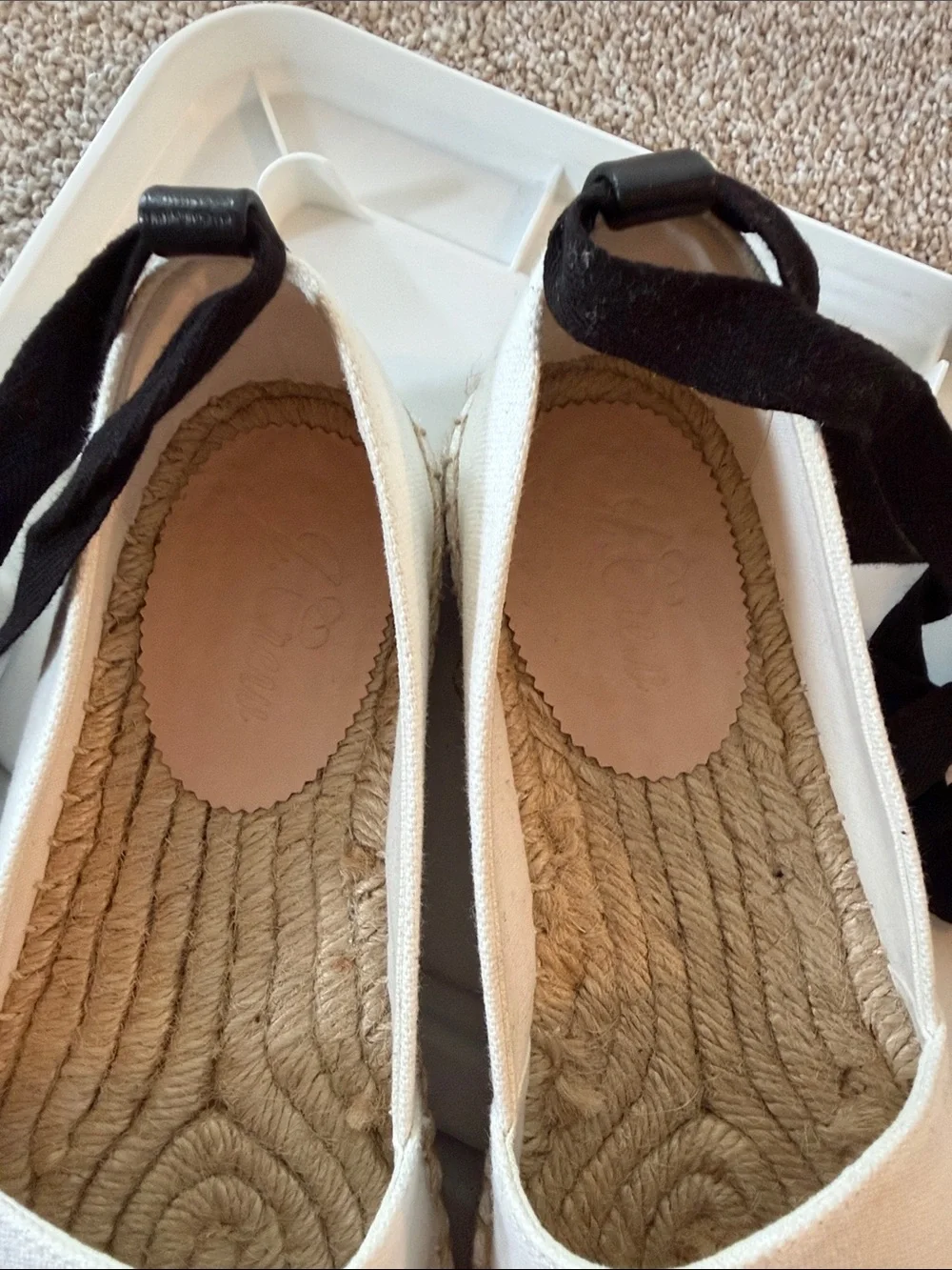 J. Crew White Canvas and Black Leather Cap-Toe Espadrilles with Black Ankle Ties